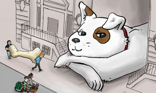 Background illustration for a charity pet shelter fundraiser event poster at The Brooklyn Lyceum