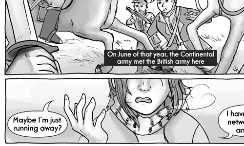 Some frames from a short piece called Rally published in Washington!, NERD Comics' second successful anthology.