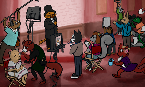 A digital painting for Saturday Night Live's Film Unit Christmas Card 2012